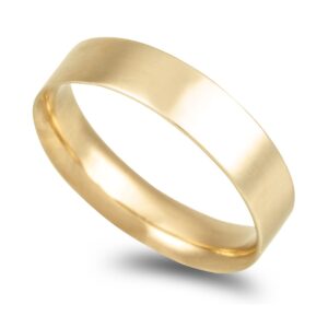 Aliança ouro amarelo anilha amêndoada 5,0mm