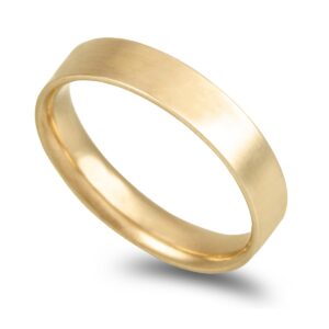 Aliança ouro amarelo anilha amêndoada 4,0mm