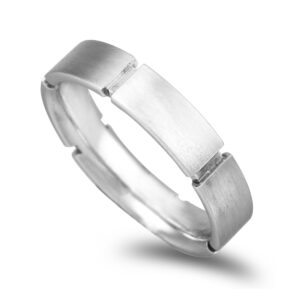 OAL0258 ALIANÇA OURO BRANCO COM RECORTES ACETINADA COM 5MM DE LARGURA