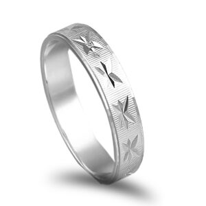 OAL0327 Aliança ouro branco com lapidação - 3mm