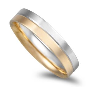 OAL0530 Aliança bicolor Ouro amarelo e branco 5mm