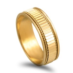OAL0644 Aliança ouro amarelo trabalhada - 6,5mm
