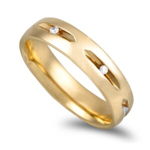 OAL1253 Aliança Ouro Amarelo Com Zircónias 5mm De Largura