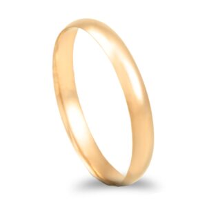 OAL1523 Aliança ouro amarelo – Meia cana vistosa amendoada - 3mm